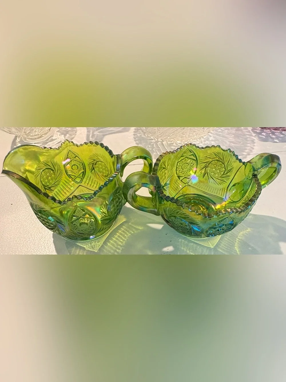 VintageAssorted Colored Glass Serving Dishes - Pink, Amber, Green, Purple, Clear
